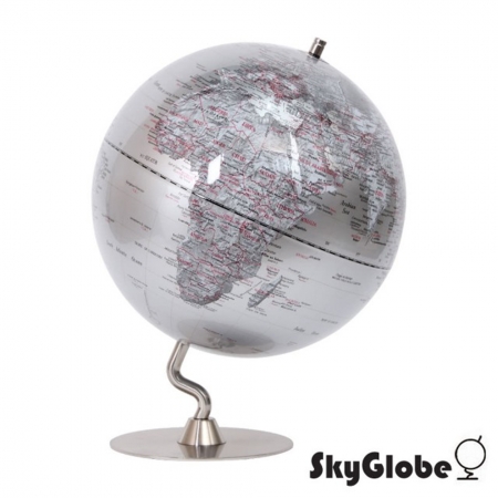 【SkyGlobe】12吋銀色時尚金屬底座地球儀（英文版）
