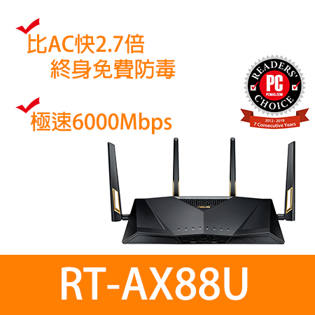 ASUS華碩 RT-AX88U AX6000雙頻802.11ax無線路由（分享）器