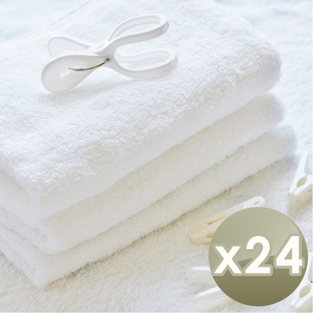 【HKIL-巾專家】台灣製純棉寬邊微重磅飯店毛巾-24入組