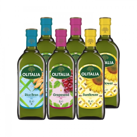 【Olitalia 奧利塔】玄米油1000ml*2＋葡萄籽油1000ml*2＋葵花油1000ml*2