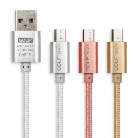 〔3入組〕GOLF USB2.0 轉 Micro USB 太空鋁系列網狀編織充電傳輸線（1M）