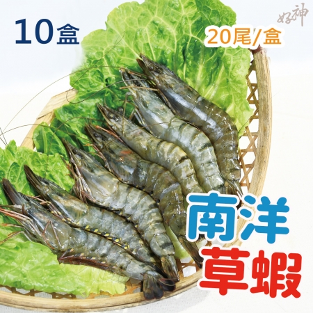 【好神】南洋急凍優質草蝦10盒（20尾/盒）