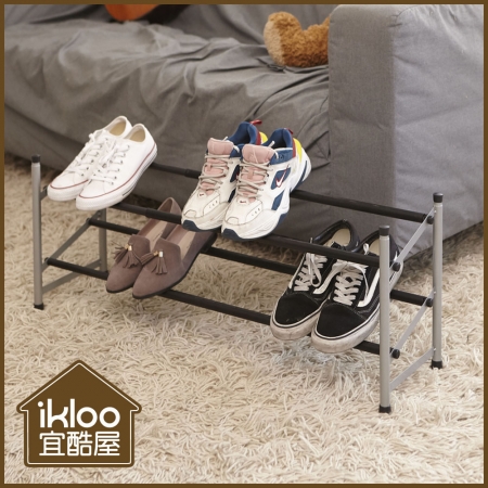 【ikloo】伸縮式磨砂雙層鞋架
