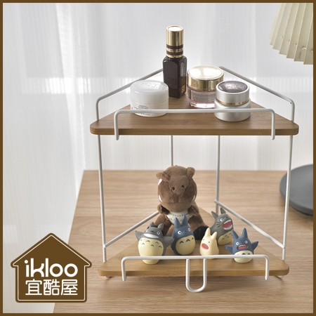 【ikloo】桌上雙層竹板角落置物架