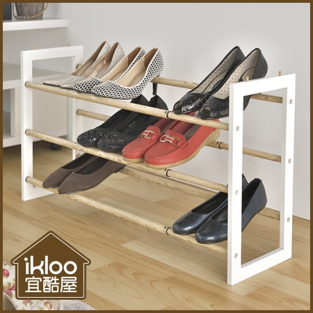 【ikloo】木質堆疊可延伸鞋架