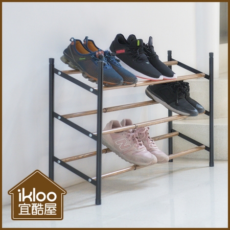 【ikloo】日系典雅三層收納鞋架