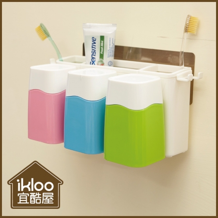 【ikloo】多功能無痕牙刷牙膏收納架