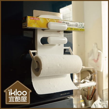 【ikloo】多功能無痕三層紙巾/保鮮膜收納架