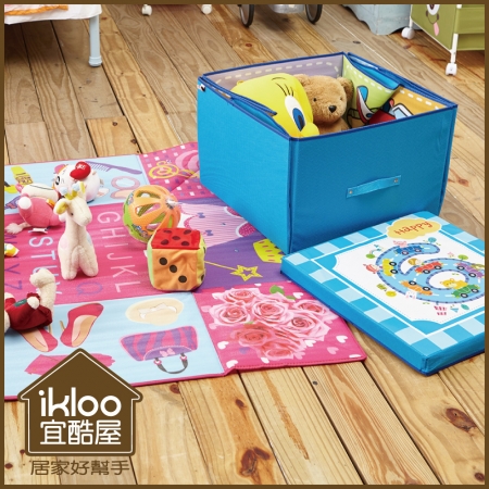 【ikloo】童趣多功能玩具收納墊/野餐墊（藍）