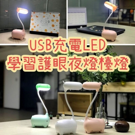 USB充電LED學習護眼夜燈檯燈 小夜燈 檯燈 夜燈 LED燈 立燈 照明燈