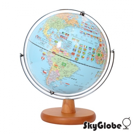 【SkyGlobe】10吋國旗版木質底座/會說話地球儀（中英文對照）