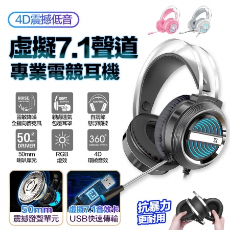 【u-ta】虛擬7.1聲道專業電競USB耳機/耳麥A8（電競必備耳麥）