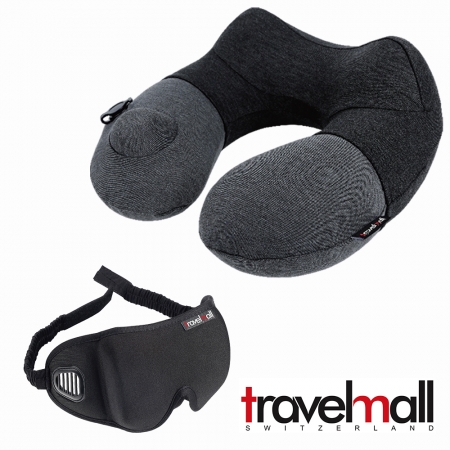 【Travelmall】專利 3D 按壓式充氣枕＋眼罩