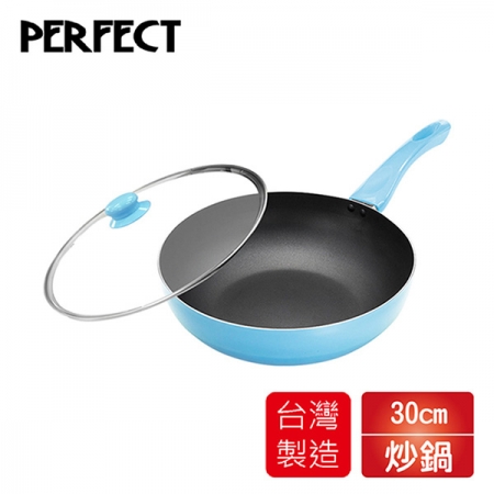理想PERFECT 日式不沾炒鍋30cm（附蓋）電磁爐可用 IKH-16130 台灣製造