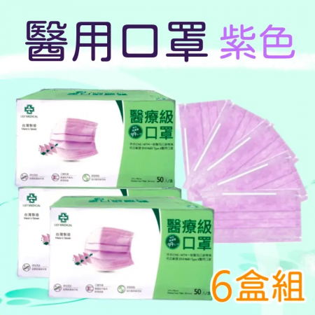 【怡安】 成人醫用口罩6盒組（50入/盒）（紫色）