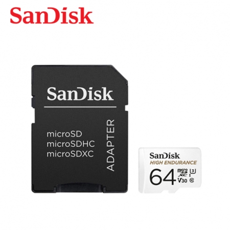 SanDisk 高耐寫度 microSD 記憶卡 64GB 監視器/行車記錄器專用 附轉卡 （SD-SQQNR-64G）