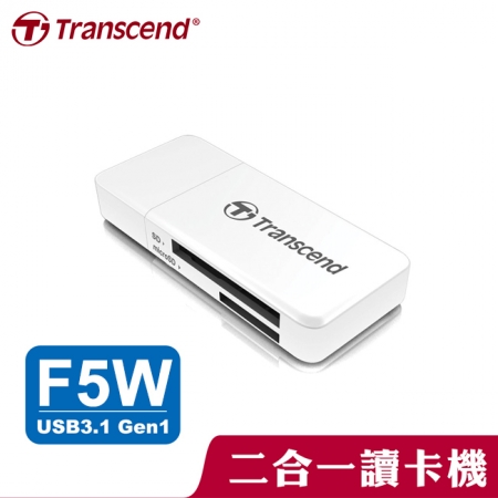 Transcend 創見 RDF5 USB 3.0 雙槽讀卡機 支援SD/MicroSD 白色 （TS-RDF5W）