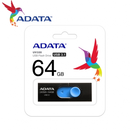 ADATA 威剛 UV320 64GB USB 3.2 高速隨身碟 時尚黑藍（AD-UV320K-64G）