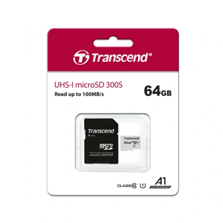 創見 Transcend 300S microSDXC 64GB C10 U1 A1 記憶卡 附轉卡（TS300S-64G） 