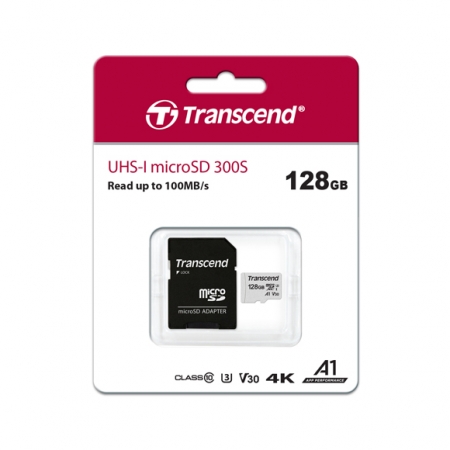 創見 Transcend 300S microSDXC 128GB U3 V30 A1 記憶卡 附轉卡（TS300S-128G） 