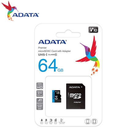 ADATA 威剛 Premier 64G micro SDXC A1 UHS-I C10 U1 記憶卡 附轉卡 （ADC10-64G）