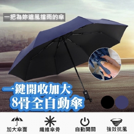 【逛逛市集】一鍵開收加大8骨全自動傘 自動摺疊傘 加大傘面 雨傘