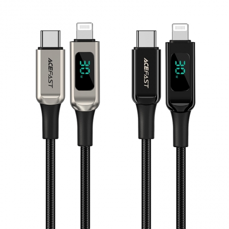 ACEFAST C6-01 USB-C to Lightning 鋅合金數顯編織充電數據線