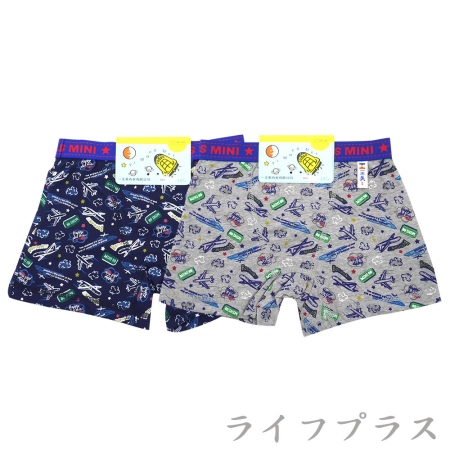 巴士汽車全印花-3482/飛機英文字男童平口褲-3485-2件入X4組