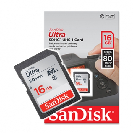 SanDisk 16G Ultra SDHC 相機記憶卡 C10 UHS-I 80MB/s 保固公司貨 （SD-SD80M-16G）
