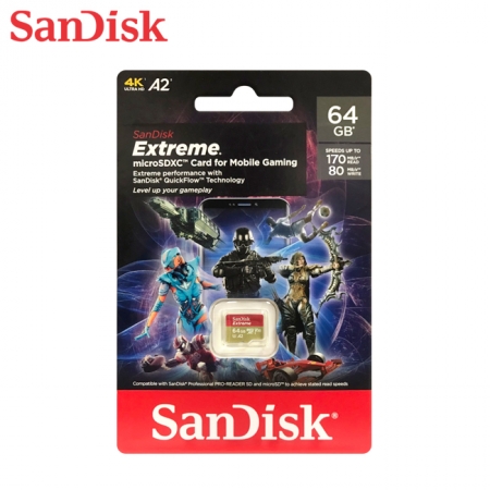SanDisk Extreme microSD 64GB 行動裝置電玩記憶卡 終身保固 （SD-SQXA2-GN-64G）