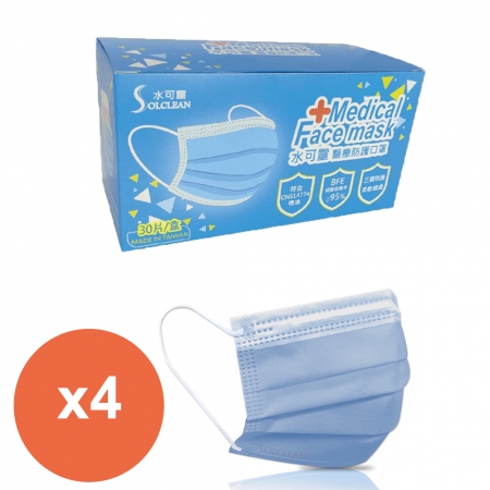 水可靈醫療防護口罩（單片包）30入*4盒  （迷霧藍）