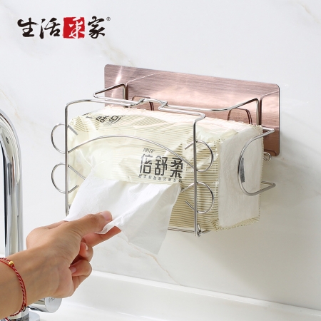 【生活采家】樂貼系列台灣製304不鏽鋼廚房用抽取式面紙架#99478