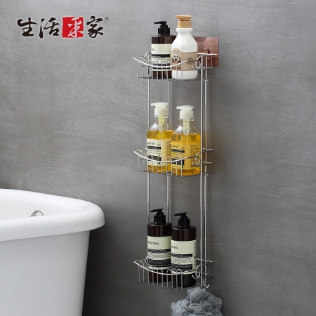 【生活采家】樂貼系列台灣製304不鏽鋼浴室用三層沐浴品置物架#99487