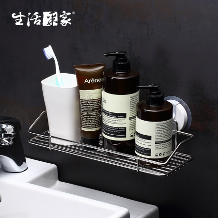 【生活采家】浴室強力無痕貼不鏽鋼沐浴盥洗寬形收納置物架#57043