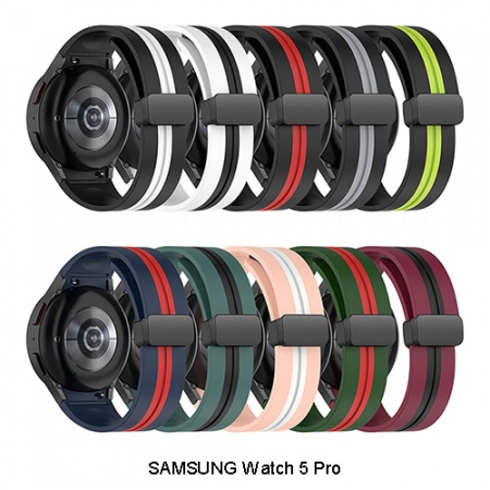 FOHUAS SAMSUNG Watch 5 Pro 雙色矽膠磁吸扣環錶帶  