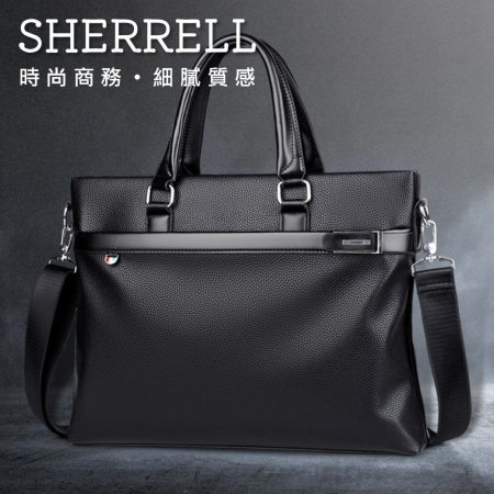 《Sherrell 雪瑞兒》新款男士 手提包 商務 公文包 單肩 斜挎包 電腦包--黑色