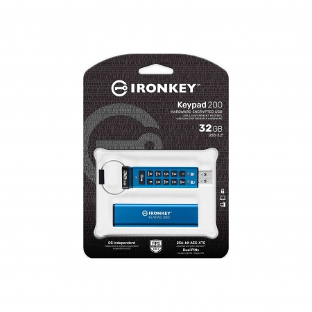 金士頓 32G 數字鍵盤設定密碼 IronKey Keypad 200 加密隨身碟 軍用級安全性（KT-IKKP200-32G）