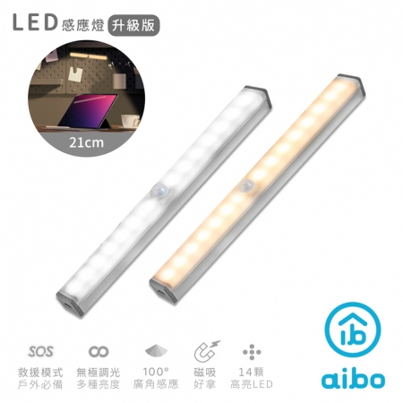 [買一送一]aibo 升級版多功能 USB充電磁吸式 21cmLED感應燈管（LI-33S）