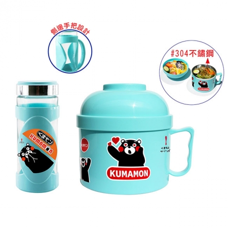售完不補 【KUMAMON】熊本熊 玻璃禮盒組（餐碗＋隨身杯） R-2800K＋S-9600-2K