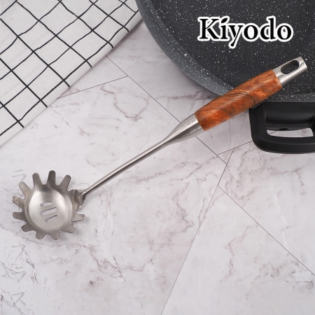 KIYODO絲登麗花梨木柄304不鏽鋼撈麵杓-2入組