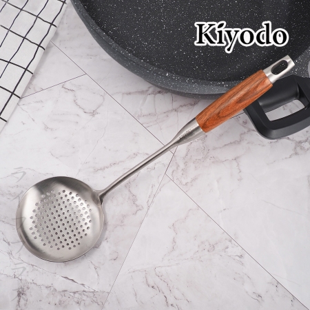  KIYODO絲登麗花梨木柄304不鏽鋼大漏杓-2入組