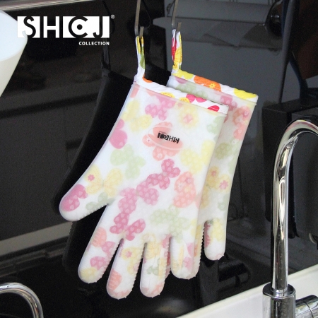 【SHCJ生活采家】五指型雙層防燙矽膠隔熱手套（1雙入）#99409