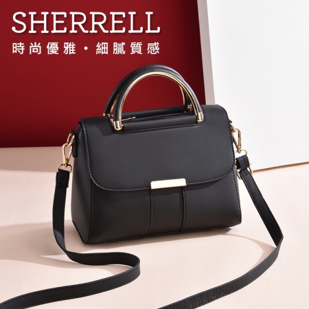 《Sherrell 雪瑞兒》新款韓國時尚單肩斜跨 手提包--黑色