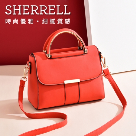 《Sherrell 雪瑞兒》新款韓國時尚單肩斜跨 手提包--紅色