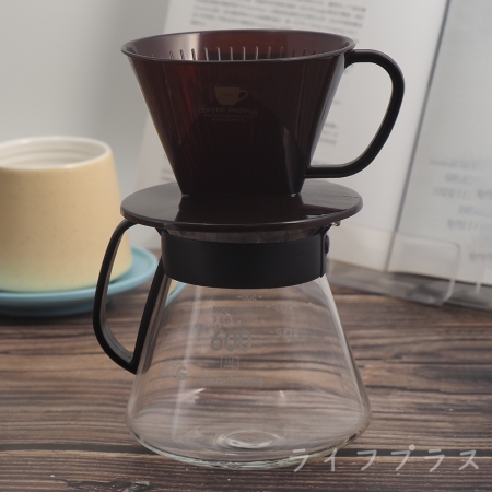  日本製NAKAYA扇形咖啡濾杯-2~4人X1＋咖啡壺-600mlX1