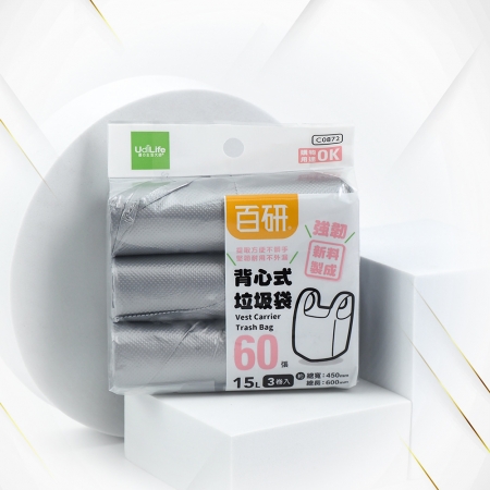 百研/背心式垃圾袋-黑色/銀色-15L-45X60cm-（60張X3包）