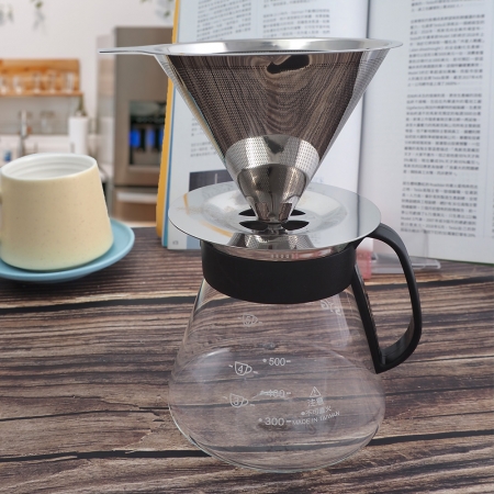 coffee play304不鏽鋼咖啡濾杯-1~4杯＋咖啡玻璃壺-600ml