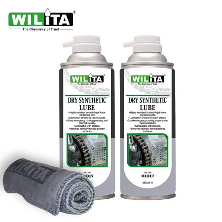 【WILITA 威力特】速乾鏈條潤滑劑 鏈條油450ML 二瓶優惠組＋纖維布