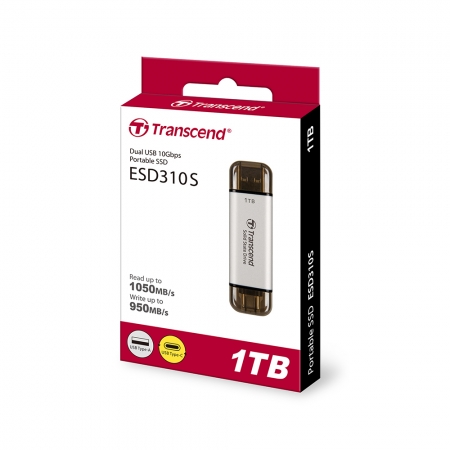 Transcend 創見 ESD310S 1TB SSD Type-C 高速 行動固態硬碟 USB 3.1 銀色（TS-ESD310S-1TB）