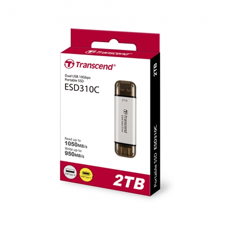 Transcend 創見 ESD310S 2TB SSD Type-C 高速 行動固態硬碟 USB 3.1 銀色（TS-ESD310S-2TB）